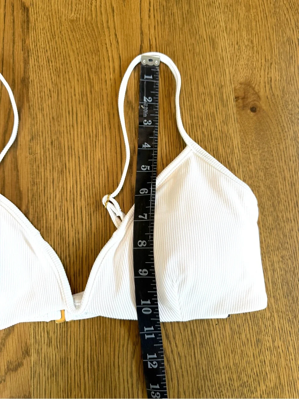 L*Space Helena Bikini Top White V-Plunge Wireless Bra XL NWT
